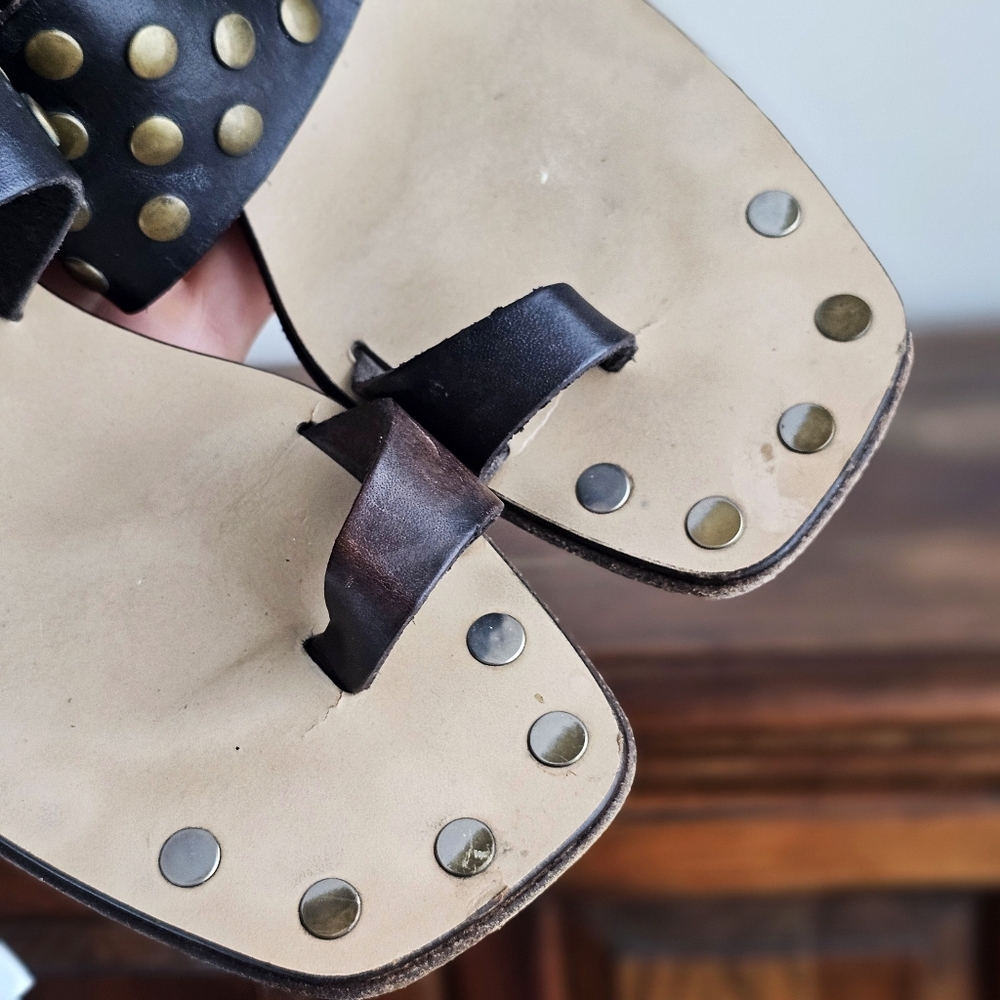 Michael Kors Black Studded Leather Block-Heel Sandals Size 9.5 M Made in Italy - Picture 12 of 16